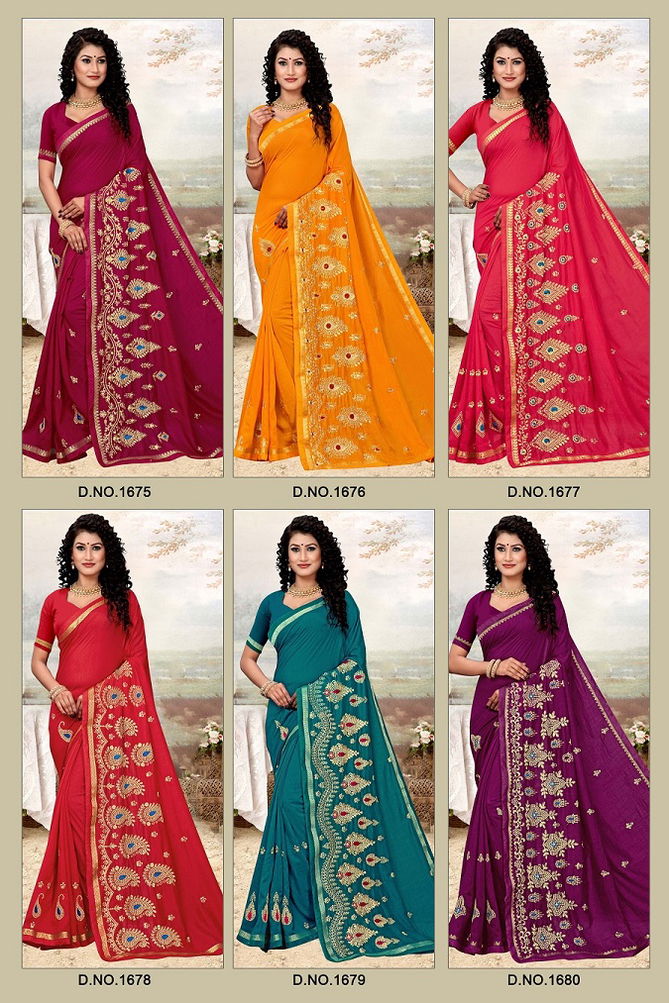 Kalista Good Day Latest Fancy Designer Festive Wear Vichitra Silk Embroidery Work Saree Collection
